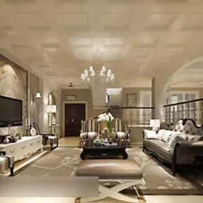 European Living Room Interior V1 3d model