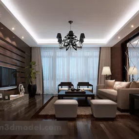 Modern Minimalist Living Room Interior 3d model