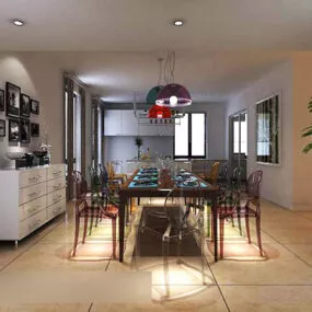 Modern Restaurant Interior 3d model