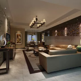 Modern Minimalist Living Room Interior V1 3d model