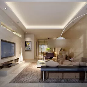 Modern Minimalist Living Room Interior 3d model