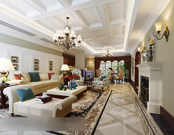 European Villa Living Room Interior 3d model European Villa Living Room Interior 3d model