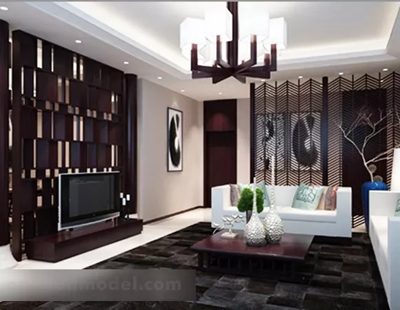 Chinese Style Living Room Interior 3d model Chinese Style Living Room Interior 3d model