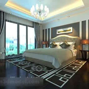 Modern Minimalist Bedroom Interior 3d model
