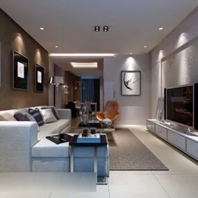 Simple Living Room Interior 3d model