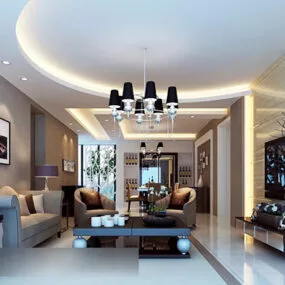 Simple Living Room Interior 3d model