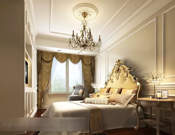 Simple European Style Bedroom Interior V1 3d model Simple European Style Bedroom Interior V1 3d model
