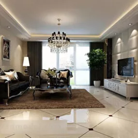 European Living Room Interior V4 3d model