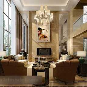 European Living Room Interior V6 3d model