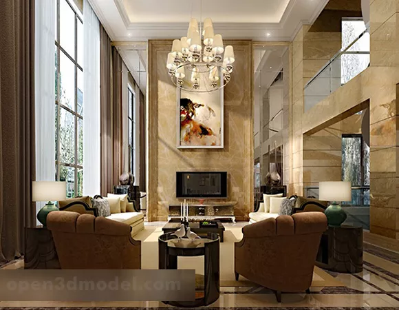 European Living Room Interior V6 3d model European Living Room Interior V6 3d model