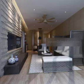 Modern Minimalist Living Room Interior V3 3d model