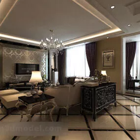 European Living Room Interior V7 3d model