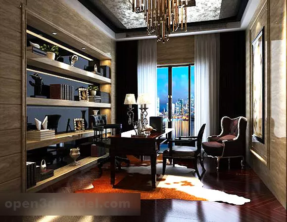 Modern Study Interior 3d model Modern Study Interior 3d model
