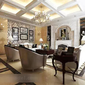 European Style Living Room Interior V1 3d model