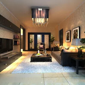 Chinese Style Living Room Interior V4 3d model