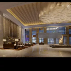 Office Hall Interior V5 3d model