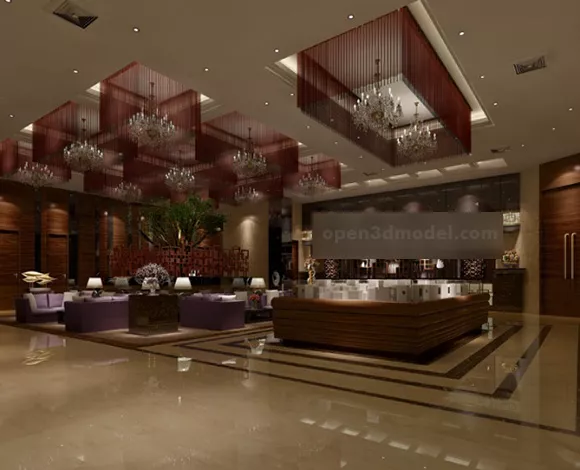 Office Hall Interior V8 3d model Office Hall Interior V8 3d model