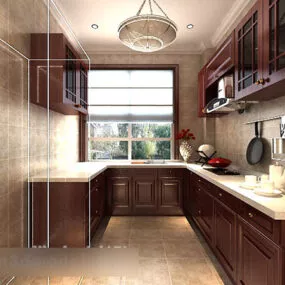 U Shape Kitchen Interior 3d model