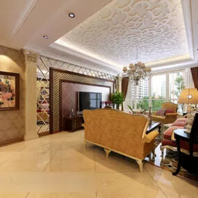 European Living Room Ceiling Interior V1 3d model