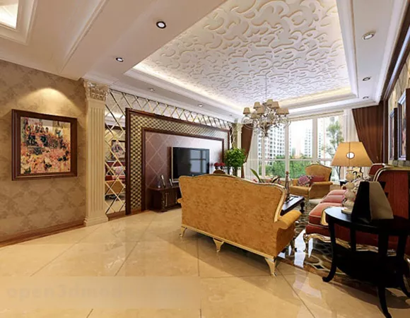 European Living Room Ceiling Interior V1 3d model European Living Room Ceiling Interior V1 3d model