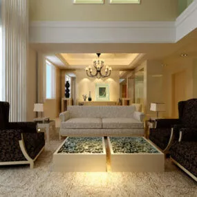 European Living Room Interior V11 3d model