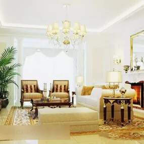 European Living Room Interior V13 3d model