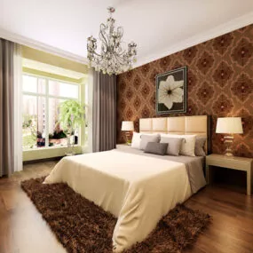 European Style Bedroom Interior V2 3d model