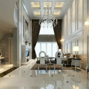 European Chandelier Interior V1 3d model