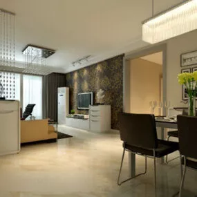 Simple Living Room Interior V2 3d model