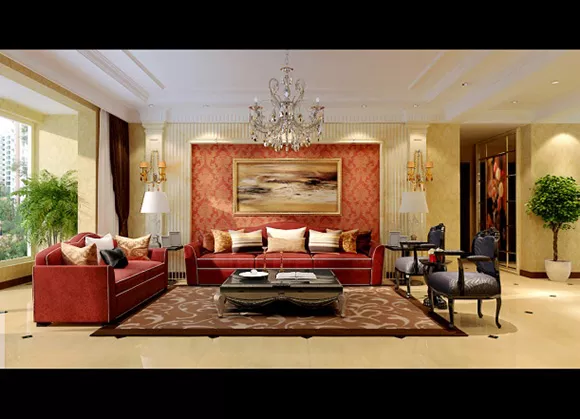 Living Room With Chandelier Interior 3d model Living Room With Chandelier Interior 3d model