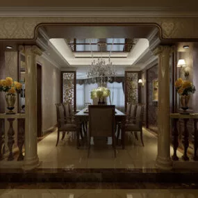 European Restaurant Interior V2 3d model