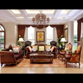 Chinese Style Living Room Interior V5 3d model
