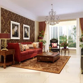 European Living Room Interior V16 3d model
