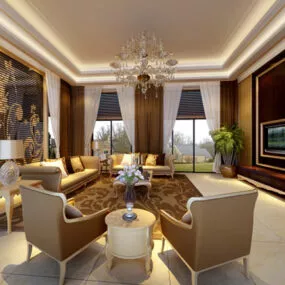 Modern Living Room Interior V8 3d model