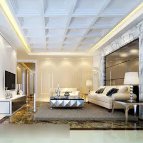 European Style Living Room Interior V4 3d model
