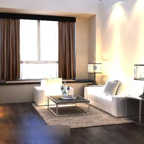 Modern Minimalist Living Room Interior V7 3d model