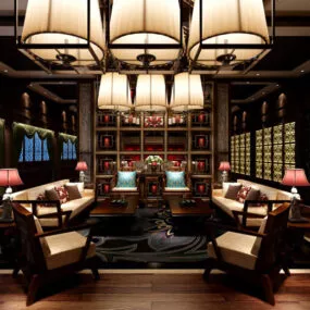 Living Room Chandelier Interior V3 3d model