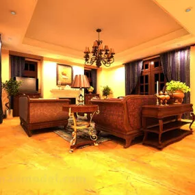 European Style Living Room Interior V6 3d model