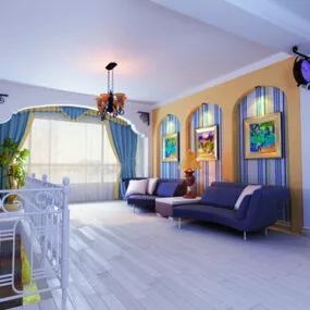 European Living Room Interior V18 3d model