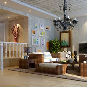 Modern Living Room Interior V10 3d model