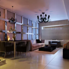 Modern Minimalist Living Room Interior V8 3d model