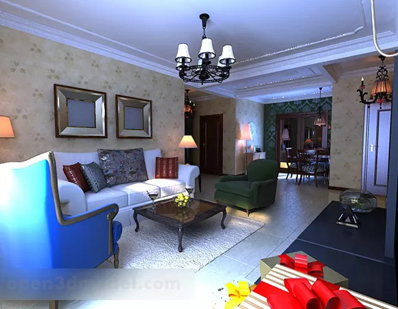 American Living Room Interior V1 3d model American Living Room Interior V1 3d model
