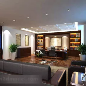 Chinese Style Study Interior V1 3d model
