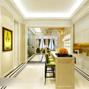 Villa Home Kitchen Bar Interior 3d model