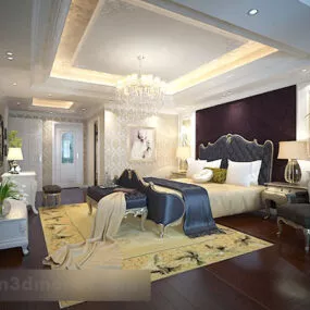 European Style Bedroom Interior V5 3d model