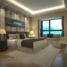 Bedroom Background Wall Interior V1 3d model