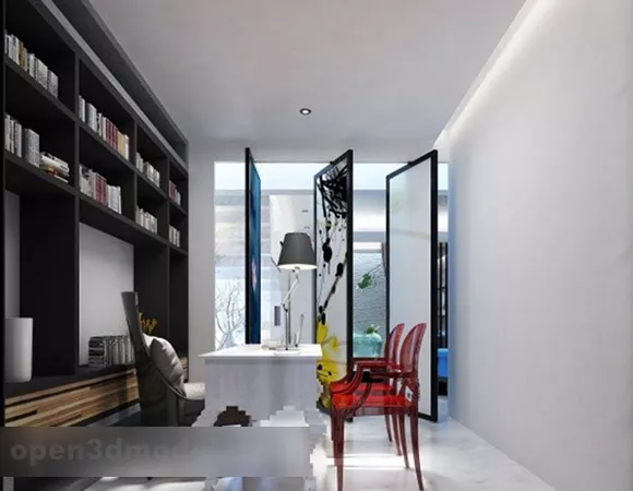 Study Room Interior 3d model Study Room Interior 3d model