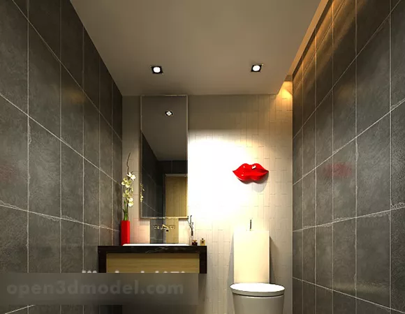 Toilet For Old People With Handle Around 3d model