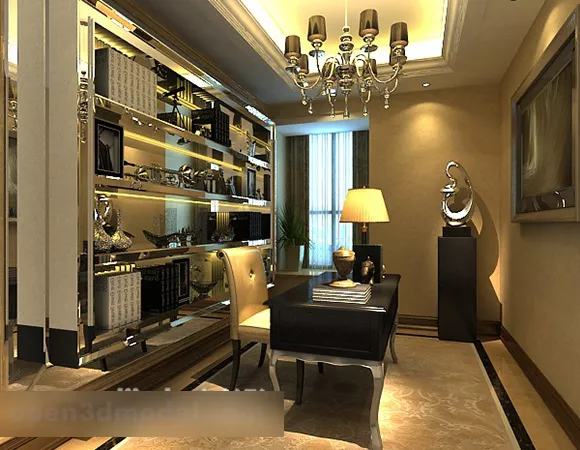 Study Room With Chandelier Interior 3d model Study Room With Chandelier Interior 3d model