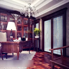 European Study Room Interior 3d model